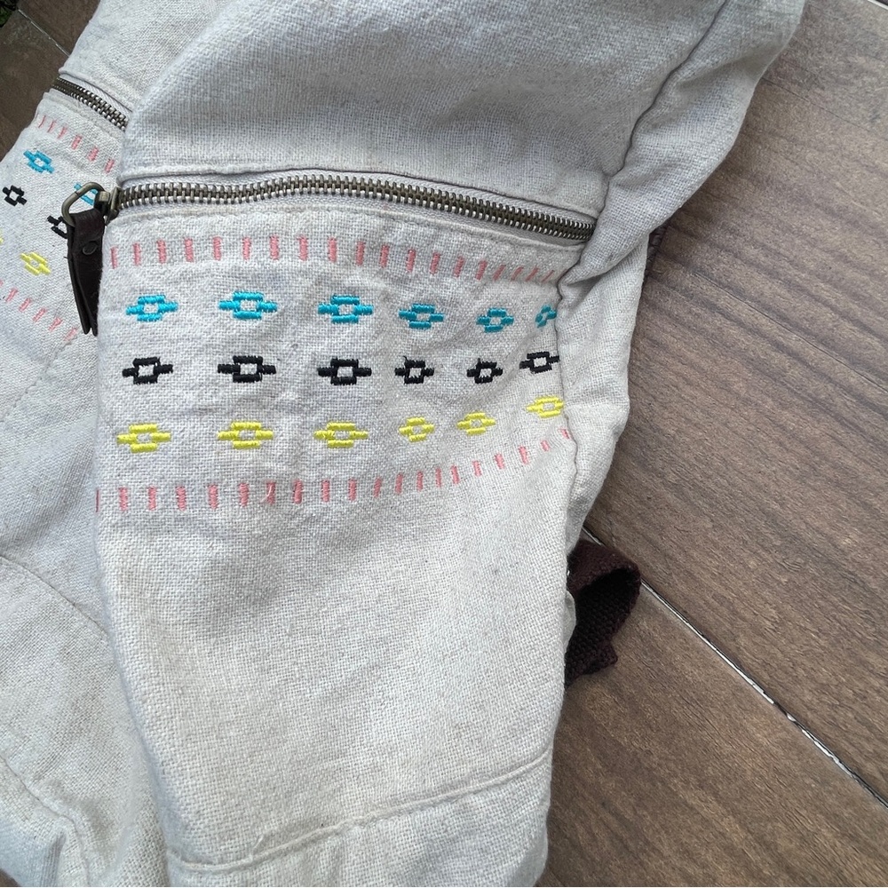 Roxy Cream And Brown Drawstring Backpack With Col… - image 2